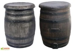 Roto Salon De Jardin Imitation Tonneaux En Bois : 1 Table + 4 Fauteuils 6 Roto Salon De Jardin Imitation Tonneaux En Bois : 1 Table + 4 Fauteuils -Pas Cher Salon Mobilier Magasin salon jardin plastique effet tonneau bois 2