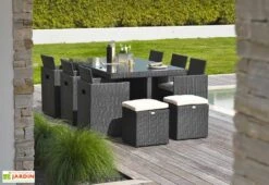 Pas Cher Salon Mobilier Magasin 8 Salon De Jardin En Résine Tressée Encastrable : 11 Pièces, 2 Coloris