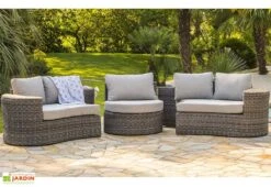 Salon De Jardin Rond En Aluminium Et Résine Tressée 8 Places - Nouméa -Pas Cher Salon Mobilier Magasin salon jardin rond 8 places resine aluminium gris noumea 3