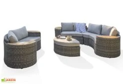 Salon De Jardin Rond En Aluminium Et Résine Tressée 8 Places - Nouméa -Pas Cher Salon Mobilier Magasin salon jardin rond 8 places resine aluminium gris noumea 4