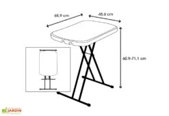 Lifetime Table Pliante Ajustable En Hauteur En Acier Et PEHD 65 X 45 Cm 5 Lifetime Table Pliante Ajustable En Hauteur En Acier Et PEHD 65 X 45 Cm -Pas Cher Salon Mobilier Magasin schema table pliante ajustable hauteur lifetime