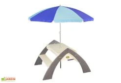 Axi Table De Pique-Nique Eau Et Sable Delta + Parasol -Pas Cher Salon Mobilier Magasin table bois pique nique enfants eau sable parasol