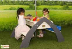 Axi Table De Pique-Nique Eau Et Sable Delta + Parasol -Pas Cher Salon Mobilier Magasin table bois pique nique enfants eau sable parasol 5
