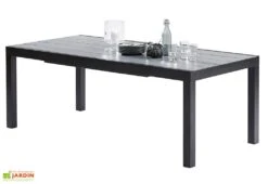 Salon De Jardin HPL Star : Table Extensible Alu + 8 Fauteuils -Pas Cher Salon Mobilier Magasin table extensible salon de jardin aluminium noir hpl 8 12 personnes