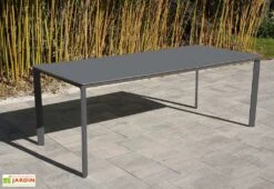 Salon De Jardin : 1 Table Aluminium 200 X 90 Cm + 8 Fauteuils – Dock -Pas Cher Salon Mobilier Magasin table jardin alu anthracite ezpeleta 200cm