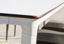 Salon De Jardin : 1 Table Aluminium 120 X 80 Cm + 4 Fauteuils – Dock -Pas Cher Salon Mobilier Magasin table jardin alu blanche ezpeleta
