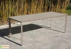 Salon De Jardin : 1 Table Aluminium 200 X 90 Cm + 8 Fauteuils – Dock -Pas Cher Salon Mobilier Magasin table jardin alu taupe ezpeleta 200cm