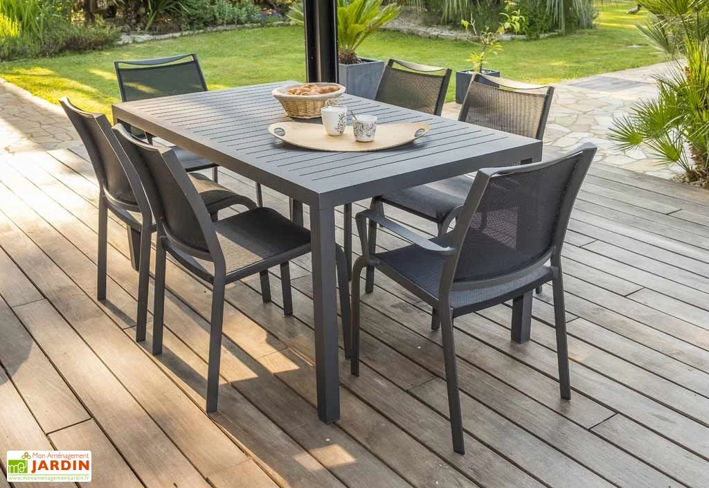 Table De Jardin Miami En Aluminium Gris Anthracite – 160 X 90 Cm 4 Table De Jardin Miami En Aluminium Gris Anthracite – 160 X 90 Cm – Image 4