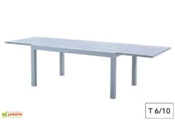 Table De Jardin Aluminium Tulum Blanc Et Aspect Bois -Pas Cher Salon Mobilier Magasin table jardin aluminium blanc effet bois 6 14 personnes 1