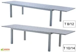 Table De Jardin Aluminium Tulum Blanc Et Aspect Bois -Pas Cher Salon Mobilier Magasin table jardin aluminium blanc effet bois 6 14 personnes 3