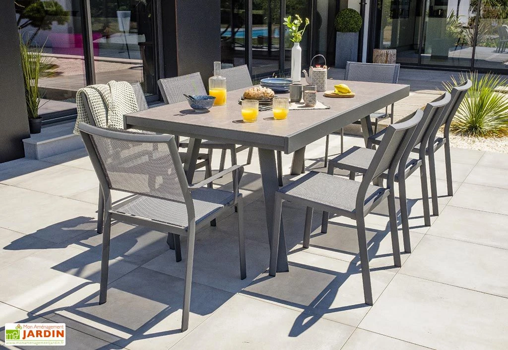 Table De Jardin Extensible Aluminium Et Céramique Stockholm 200/300 Cm 2 Table De Jardin Extensible Aluminium Et Céramique Stockholm 200/300 Cm – Image 2