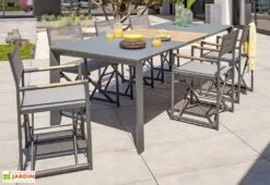 Table De Jardin Extensible En Aluminium Et Verre Honfleur 180/250 Cm -Pas Cher Salon Mobilier Magasin table jardin rallonge aluminium verre honfleur