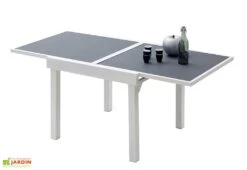 Table De Jardin Extensible Modulo 90x90/180x72cm (l,l,h) 4 Coloris -Pas Cher Salon Mobilier Magasin table modulo 90 180 perle