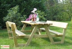 Pas Cher Salon Mobilier Magasin 23 Solid Table De Pique-Nique En Bois Autoclave Bancs + Dossiers 180 Cm 45 Mm