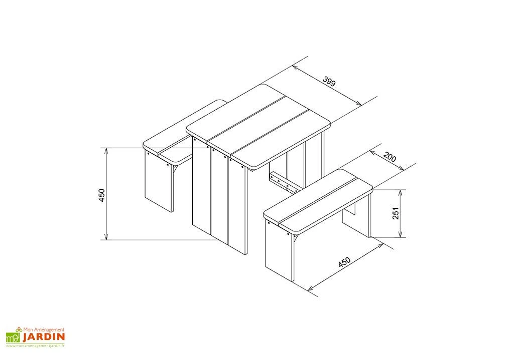 Axi Table De Pique-Nique Avec Bancs (45x80x45cm) 3 Axi Table De Pique-Nique Avec Bancs (45x80x45cm) – Image 3