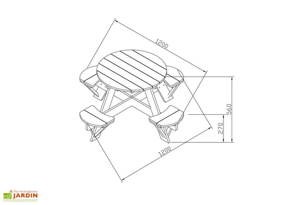 Axi Table De Pique-Nique Ronde En Bois De Hemlock UFO ⌀ 65 Cm 5 Axi Table De Pique-Nique Ronde En Bois De Hemlock UFO ⌀ 65 Cm – Image 5