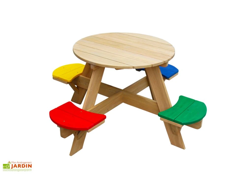 Axi Table De Pique-Nique Ronde En Bois De Hemlock UFO ⌀ 65 Cm 3 Axi Table De Pique-Nique Ronde En Bois De Hemlock UFO ⌀ 65 Cm – Image 3