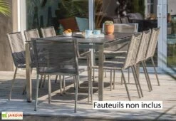 Table De Jardin En Inox Avec Plateau Céramique 200 X 100 Cm – Torino -Pas Cher Salon Mobilier Magasin table salon jardin sans fauteuils 1