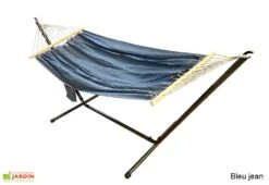 Toile De Hamac En Coton Avec Barres D’écartement 135 X 200 Cm - Merida 7 Toile De Hamac En Coton Avec Barres D’écartement 135 X 200 Cm - Merida -Pas Cher Salon Mobilier Magasin toile hamac coton merida bleu jean